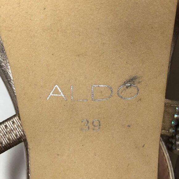 ALDO Rose Gold Dress Sandals - Women's Sz 9 High Heel Strappy Narciso Sexy Bling - Picture 6 of 8